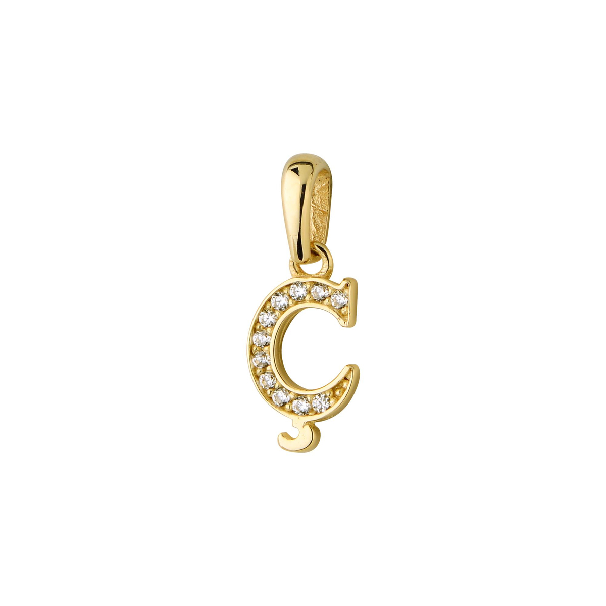 14 Ayar Altın Ç Harfi Taşlı Kolye Ucu