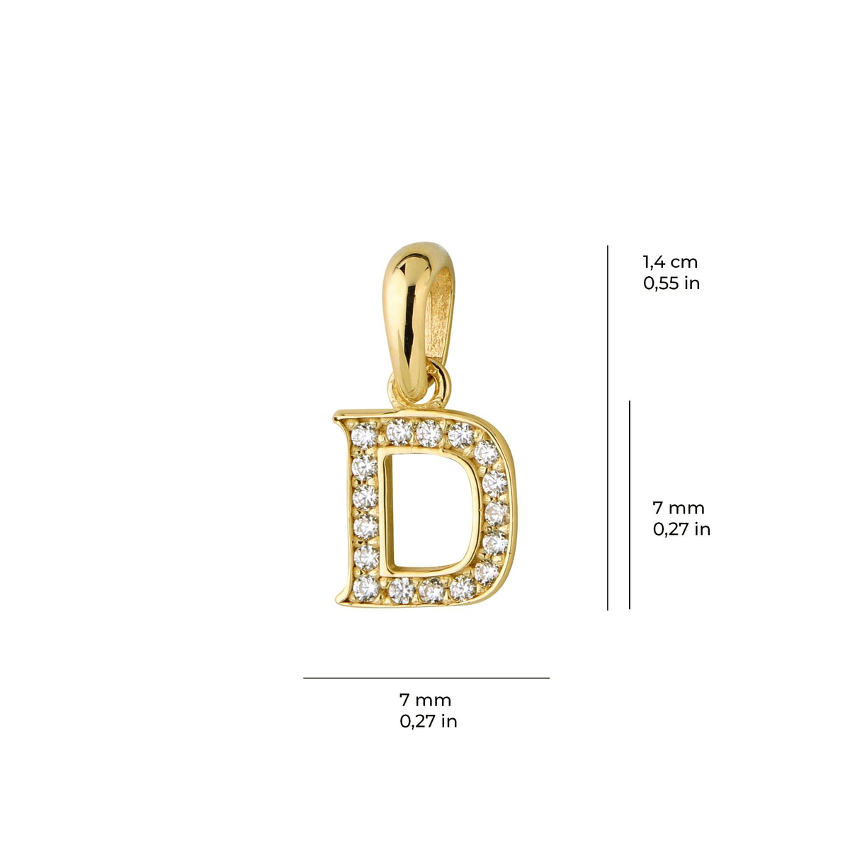 14 Ayar Altın D Harfi Taşlı Kolye Ucu