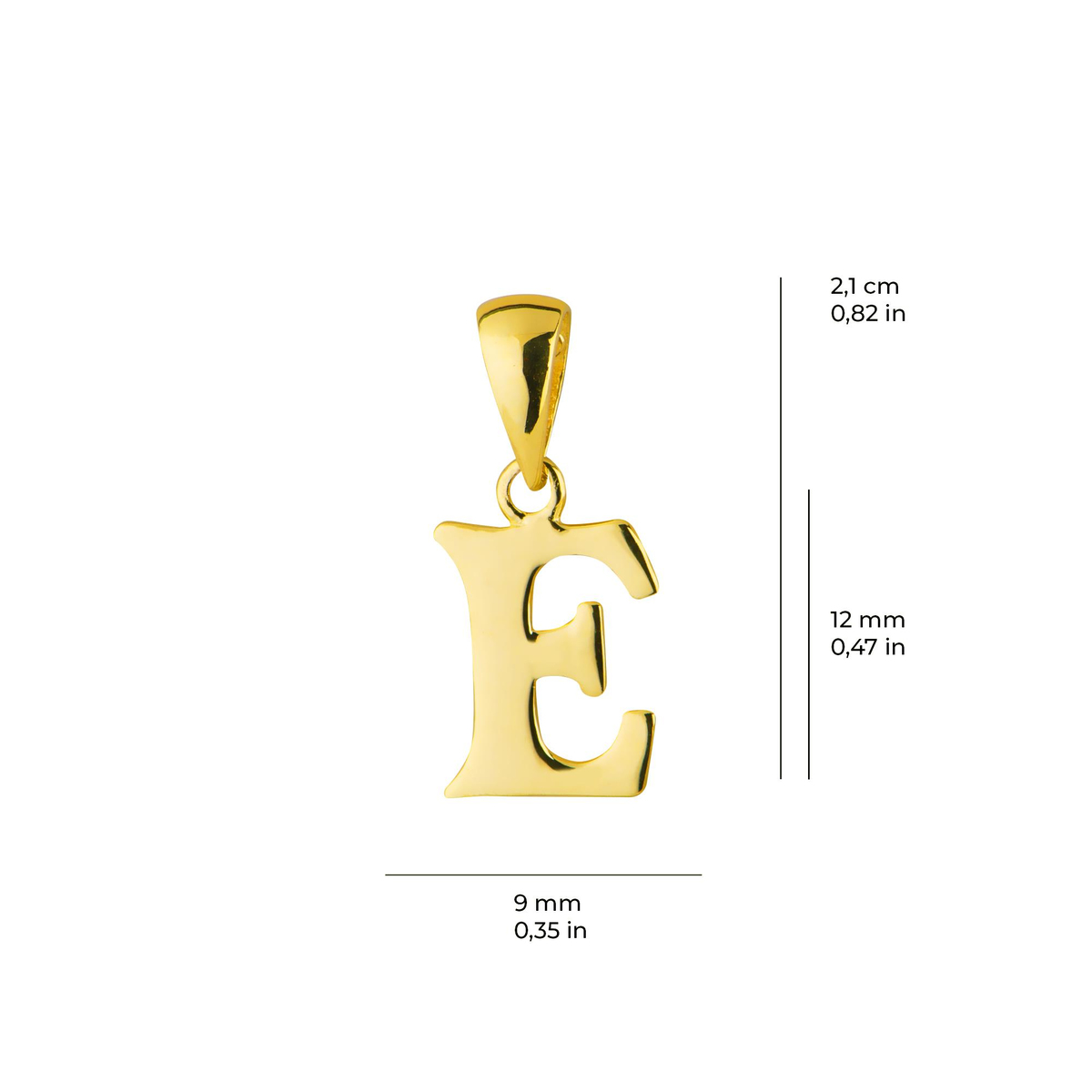 14 Ayar Altın E Harfi Kolye Ucu