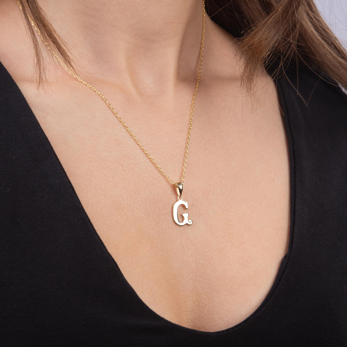 14 Ayar Altın G Harfi Kolye Ucu
