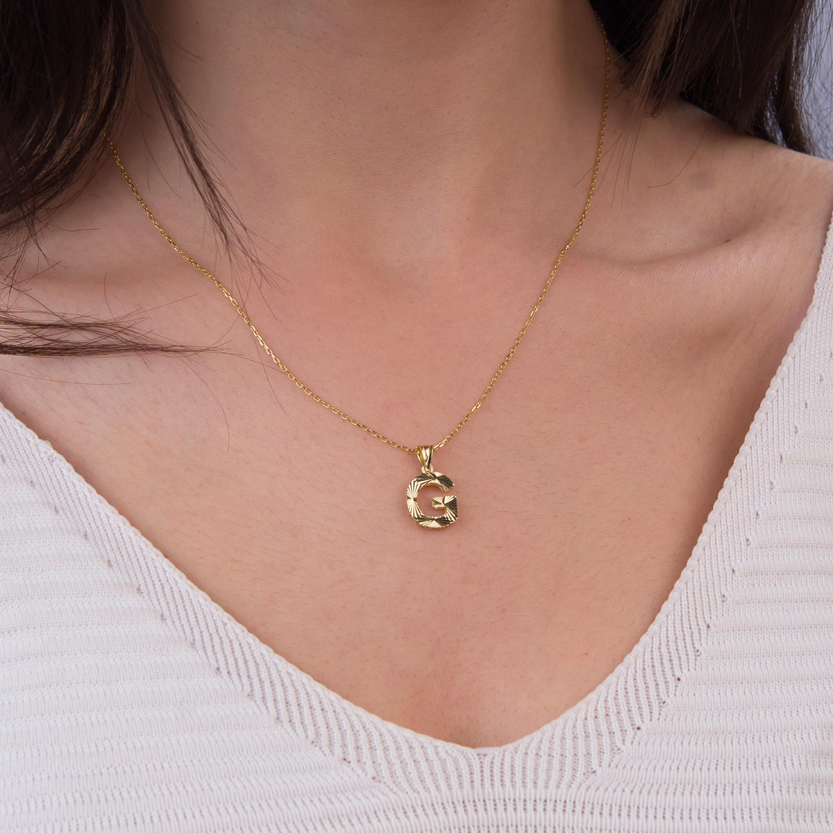 14 Ayar Altın G Harfi Kolye Ucu