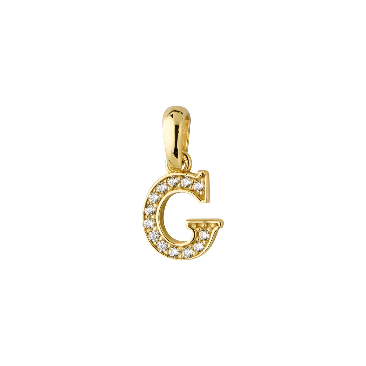 14 Ayar Altın G Harfi Taşlı Kolye Ucu