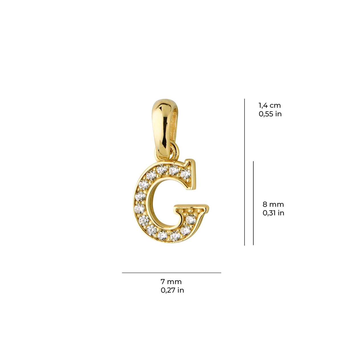 14 Ayar Altın G Harfi Taşlı Kolye Ucu