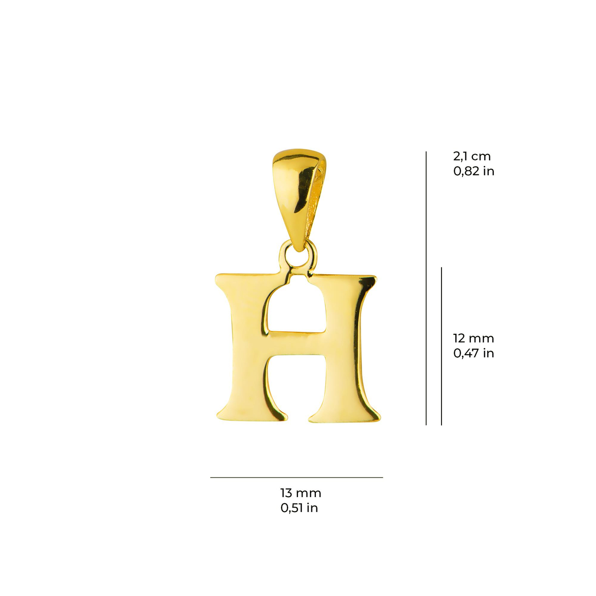 14 Ayar Altın H Harfi Kolye Ucu