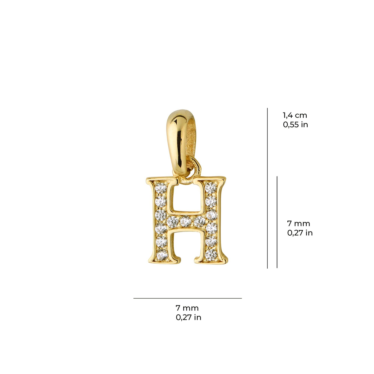 14 Ayar Altın H Harfi Taşlı Kolye Ucu