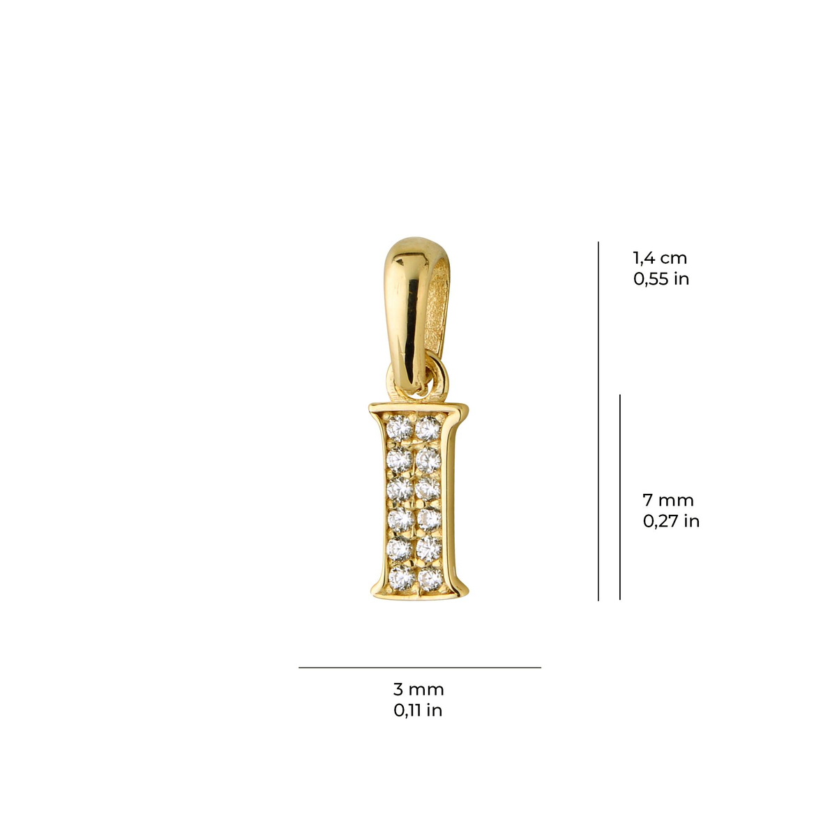 14 Ayar Altın I Harfi Taşlı Kolye Ucu