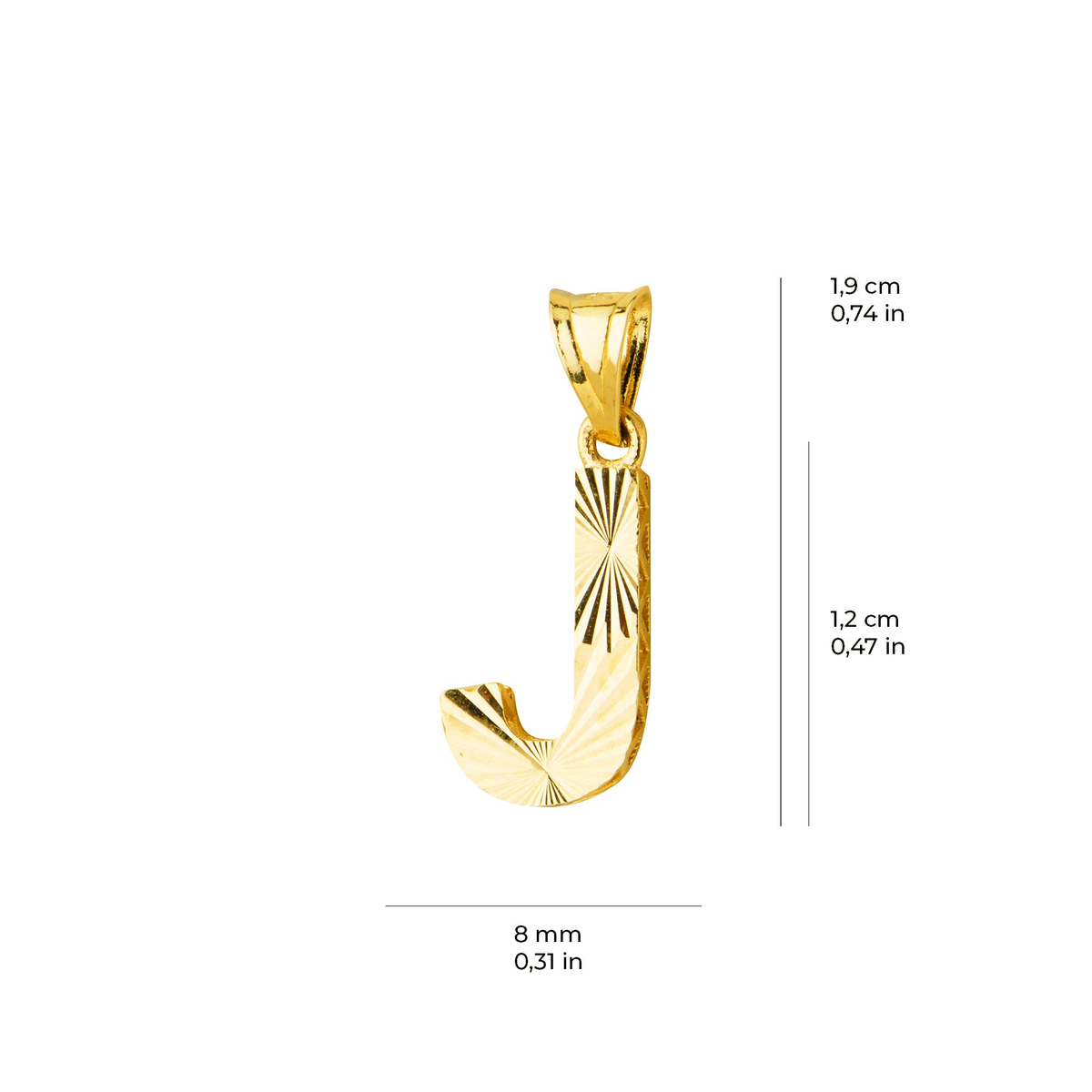 14 Ayar Altın J Harfi Kolye Ucu