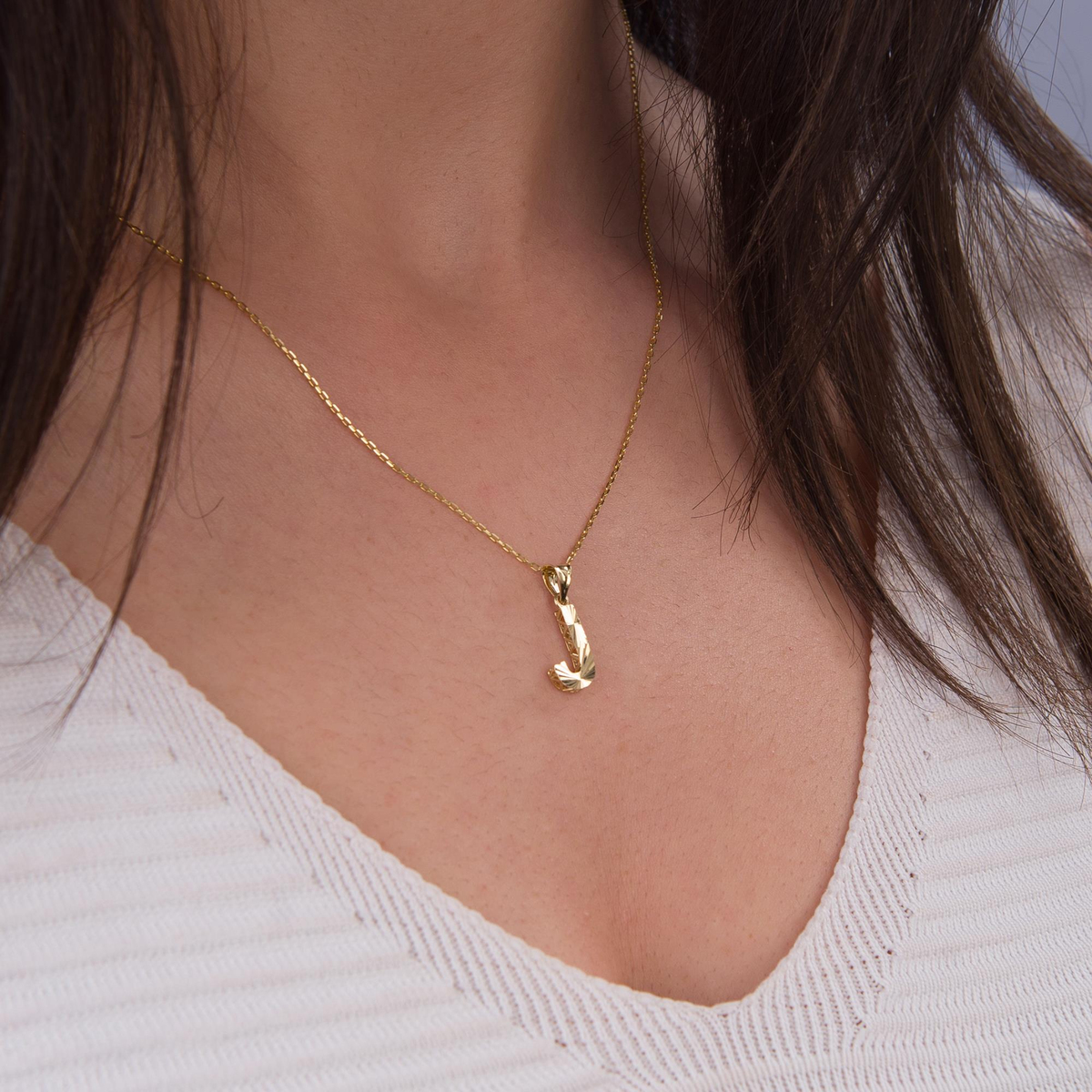 14 Ayar Altın J Harfi Kolye Ucu