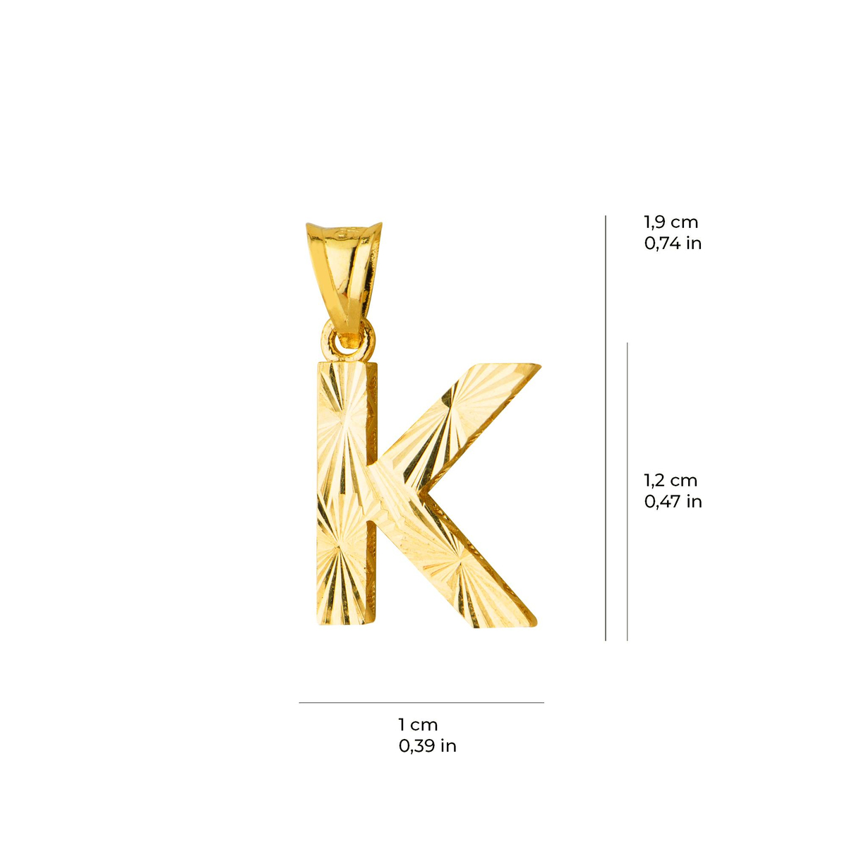 14 Ayar Altın K Harfi Kolye Ucu