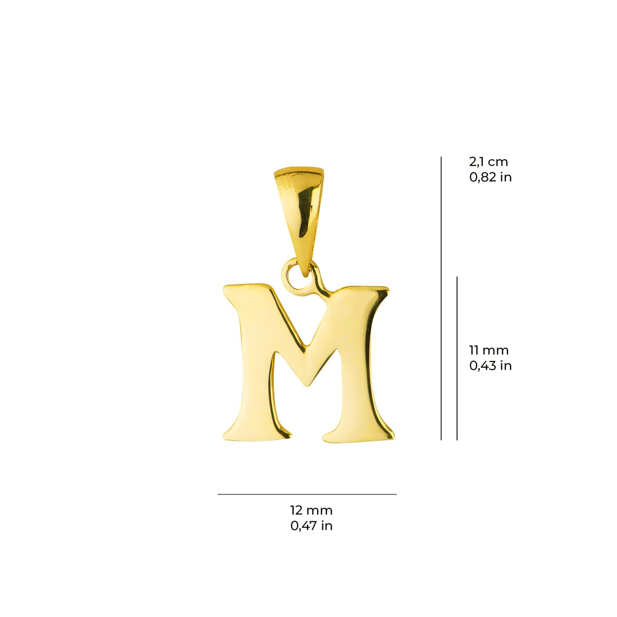 14 Ayar Altın M Harfi Kolye Ucu