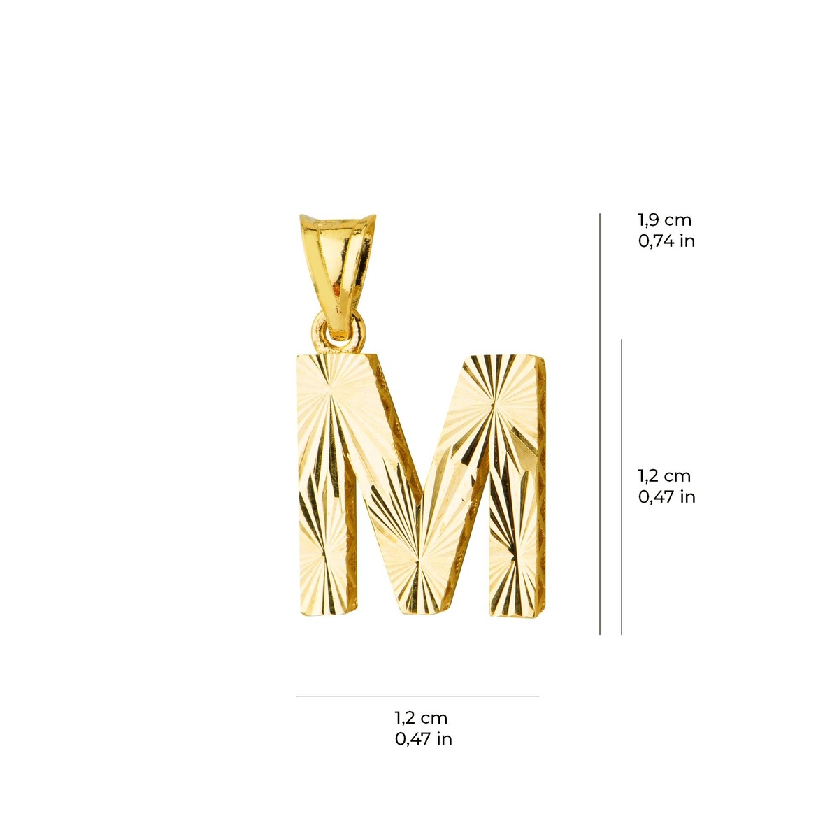 14 Ayar Altın M Harfi Kolye Ucu