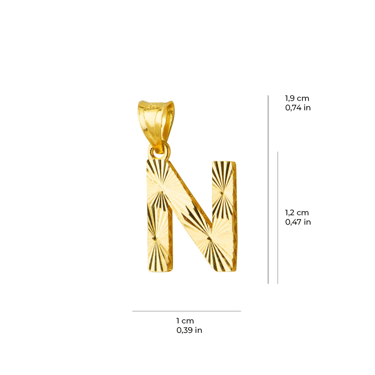 14 Ayar Altın N Harfi Kolye Ucu