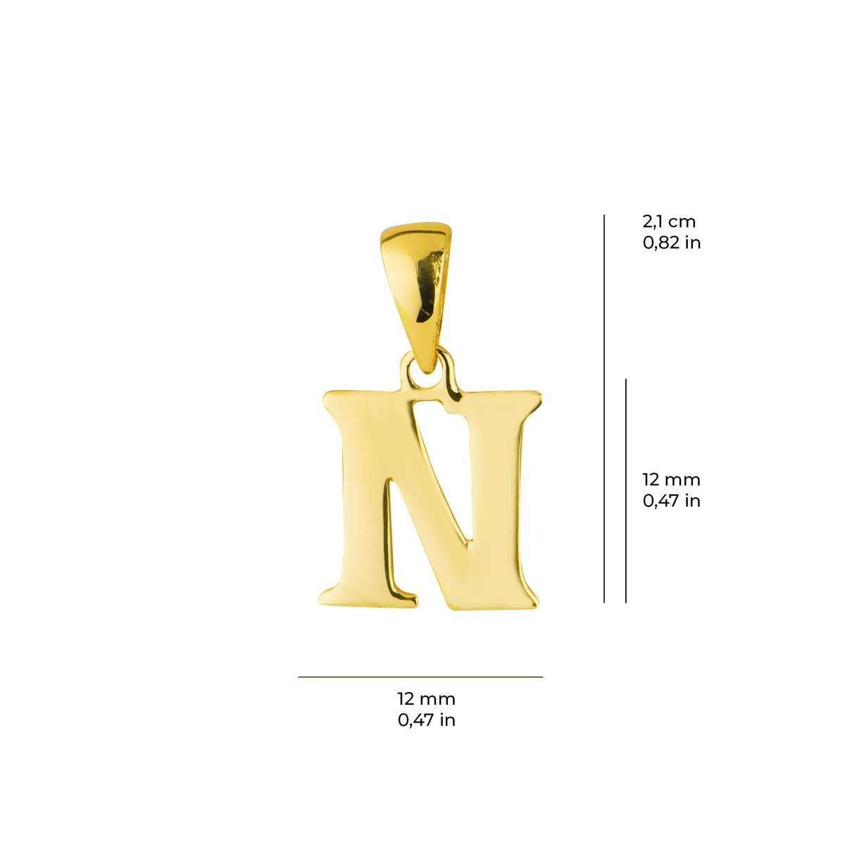14 Ayar Altın N Harfi Kolye Ucu