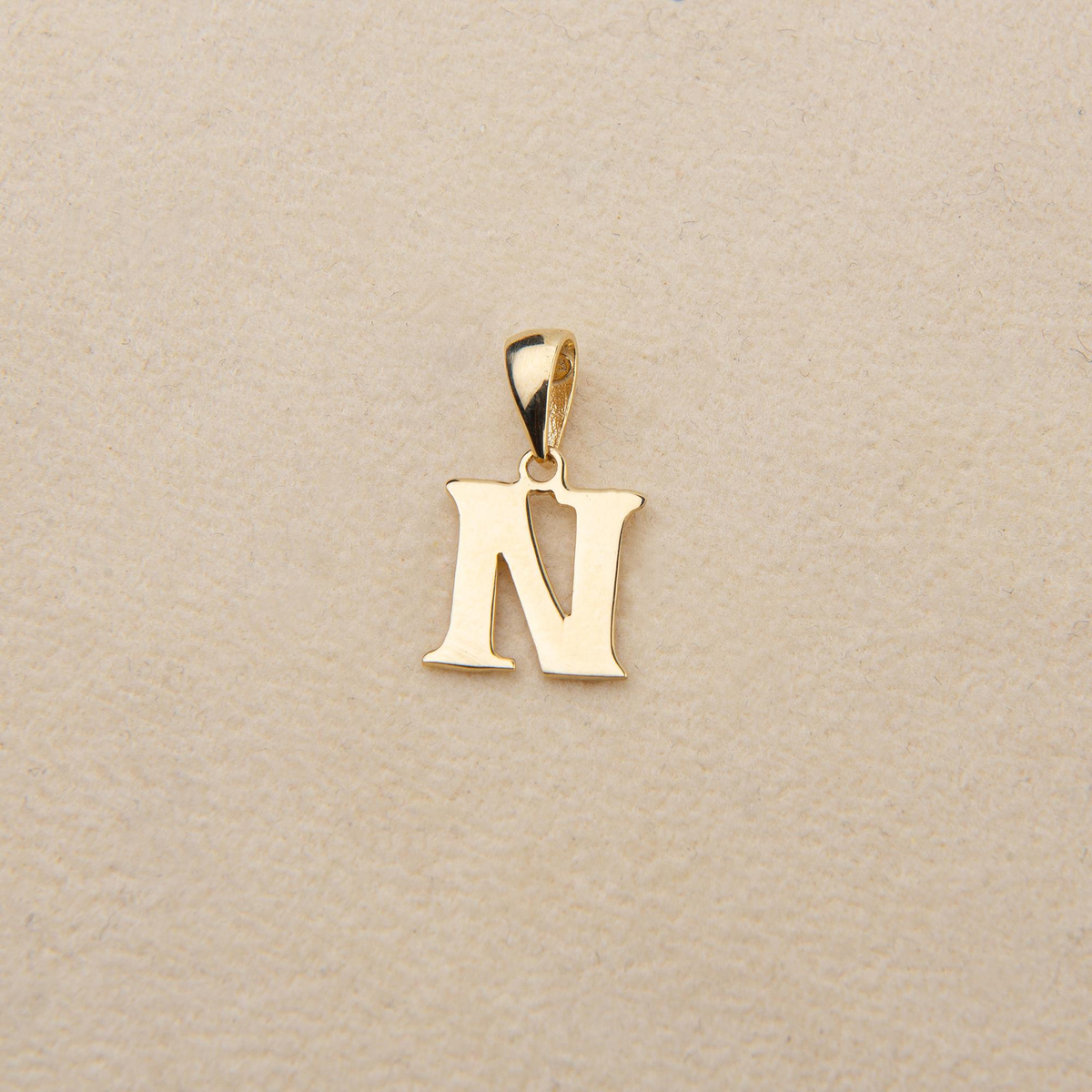 14 Ayar Altın N Harfi Kolye Ucu