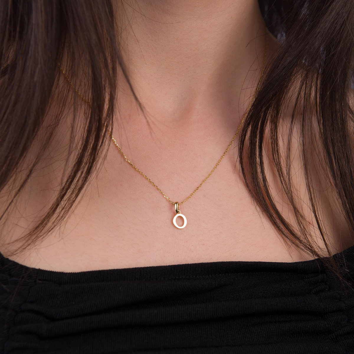 14 Ayar Altın O Harfi Kolye Ucu