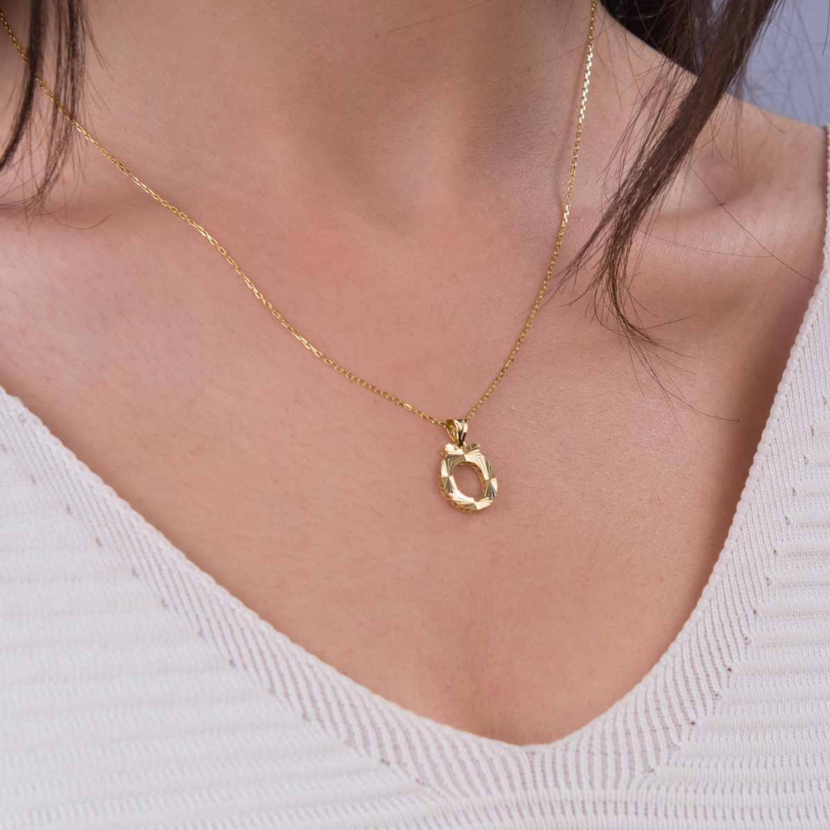 14 Ayar Altın Ö Harfi Kolye Ucu