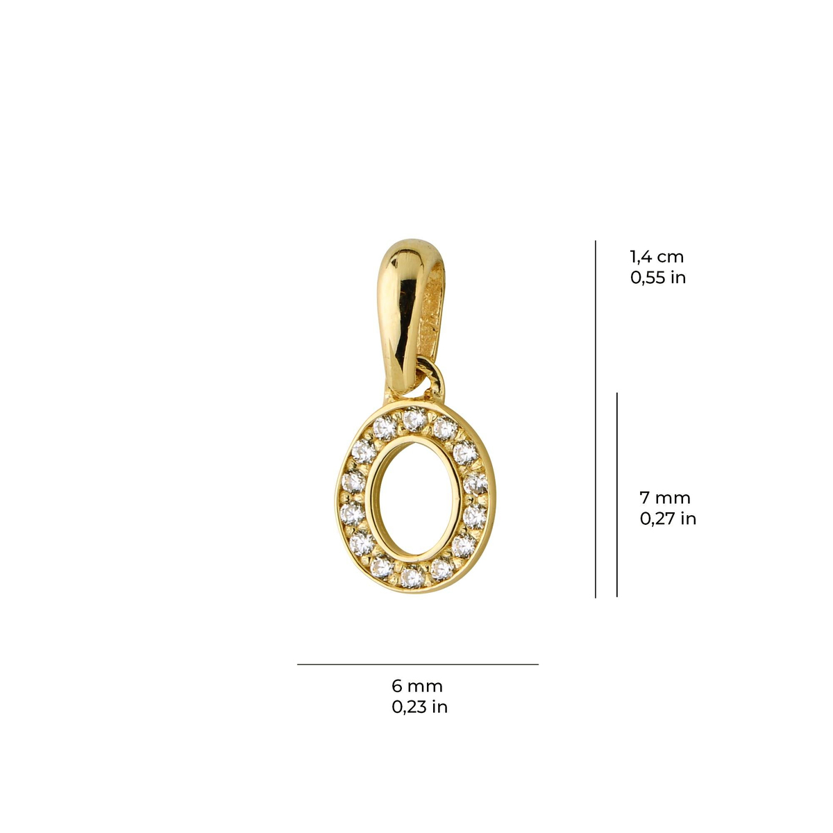 14 Ayar Altın O Harfi Taşlı Kolye Ucu