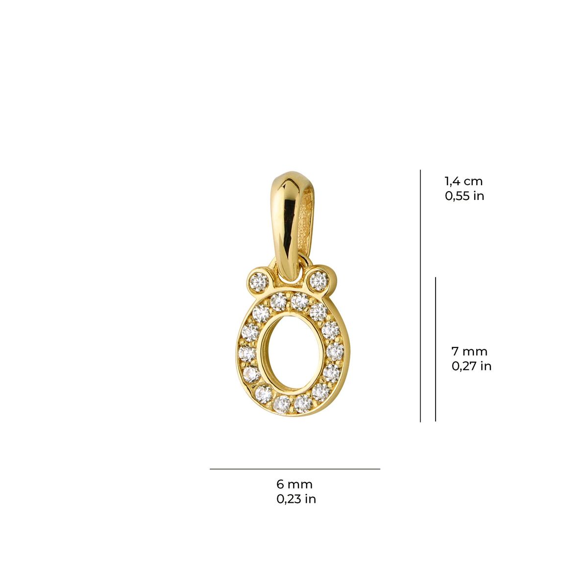 14 Ayar Altın Ö Harfi Taşlı Kolye Ucu