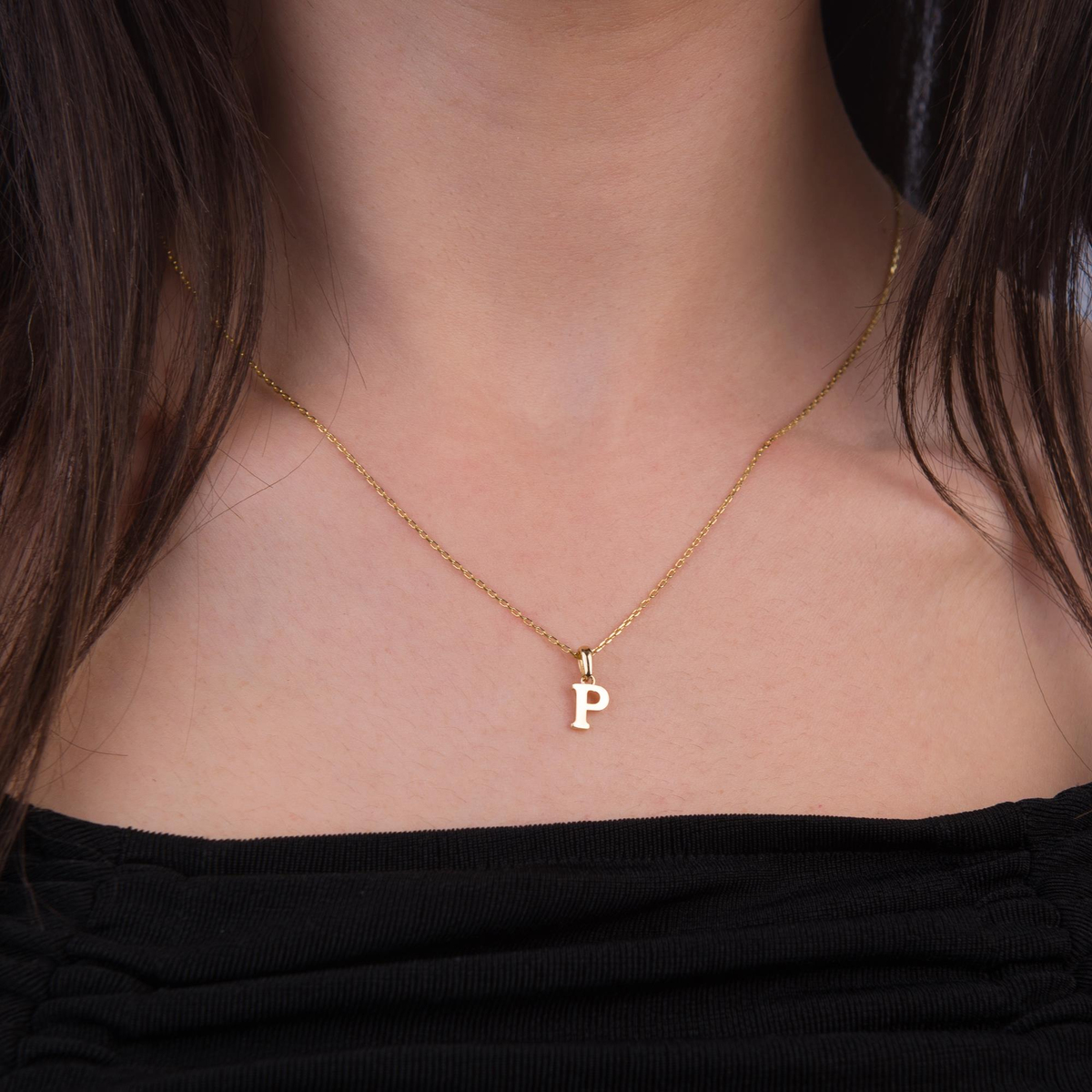 14 Ayar Altın P Harfi Kolye Ucu