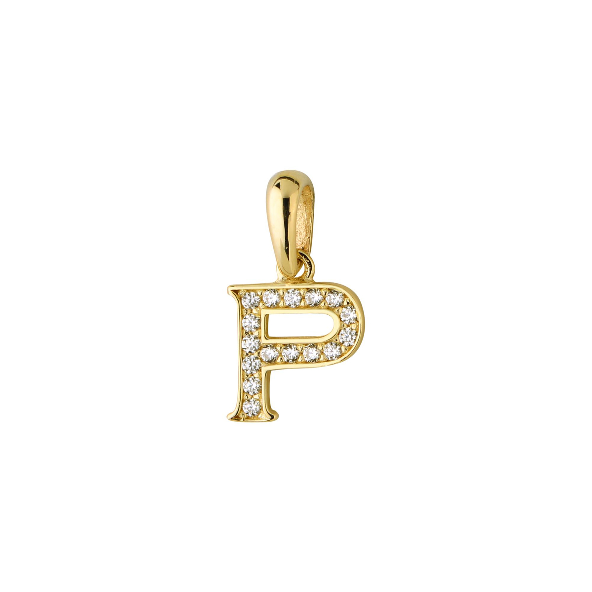 14 Ayar Altın P Harfi Taşlı Kolye Ucu