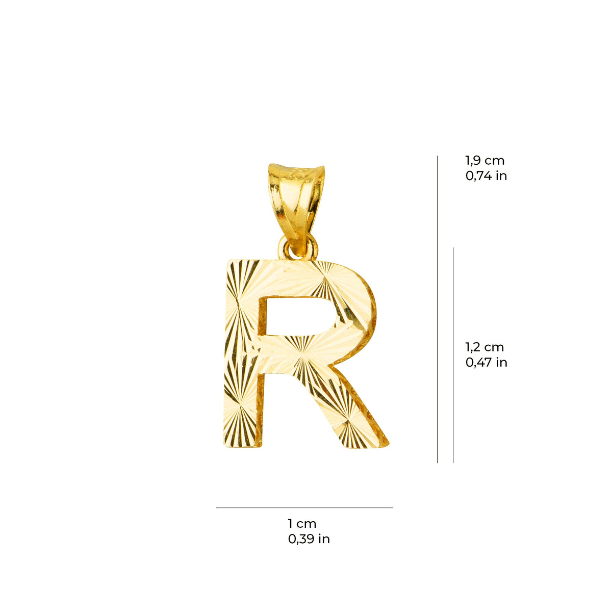 14 Ayar Altın R Harfi Kolye Ucu