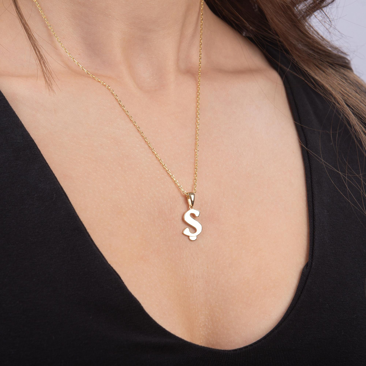 14 Ayar Altın Ş Harfi Kolye Ucu