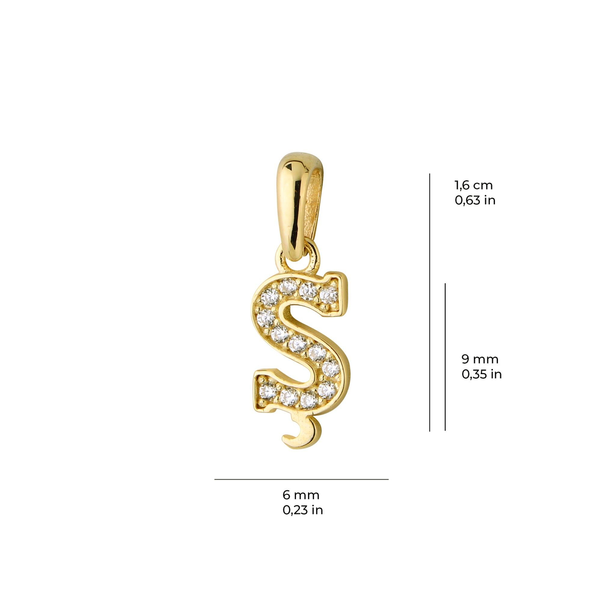 14 Ayar Altın Ş Harfi Taşlı Kolye Ucu