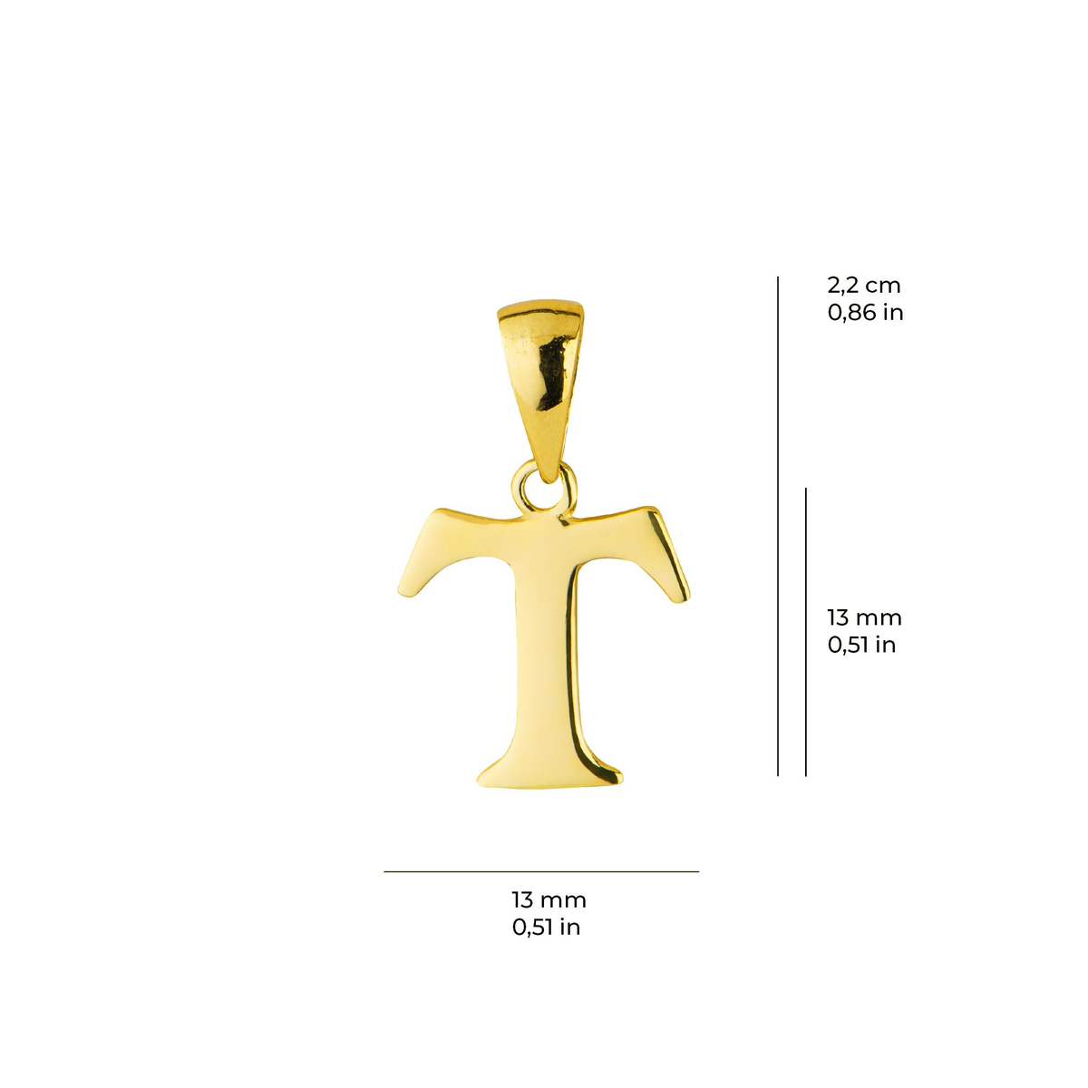 14 Ayar Altın T Harfi Kolye Ucu