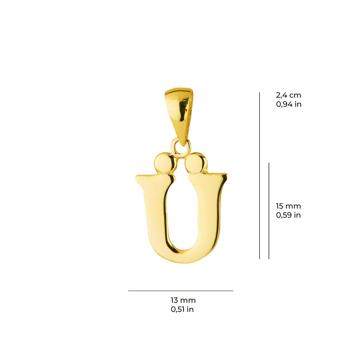 14 Ayar Altın Ü Harfi Kolye Ucu