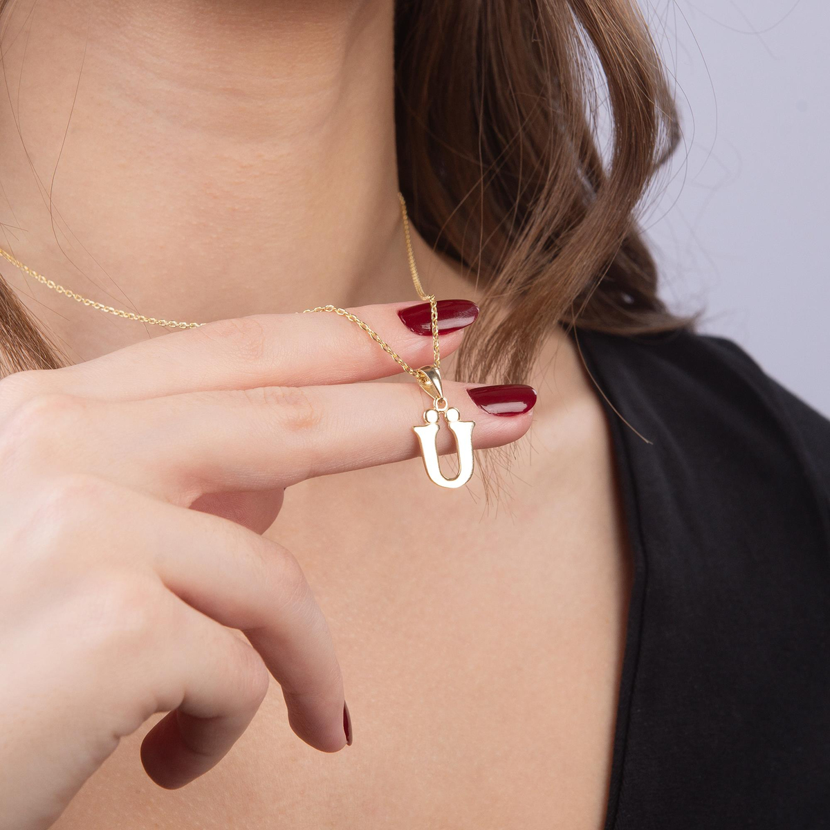 14 Ayar Altın Ü Harfi Kolye Ucu