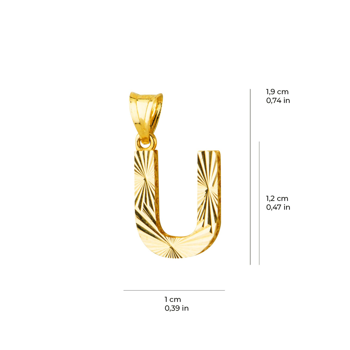 14 Ayar Altın U Harfi Kolye Ucu