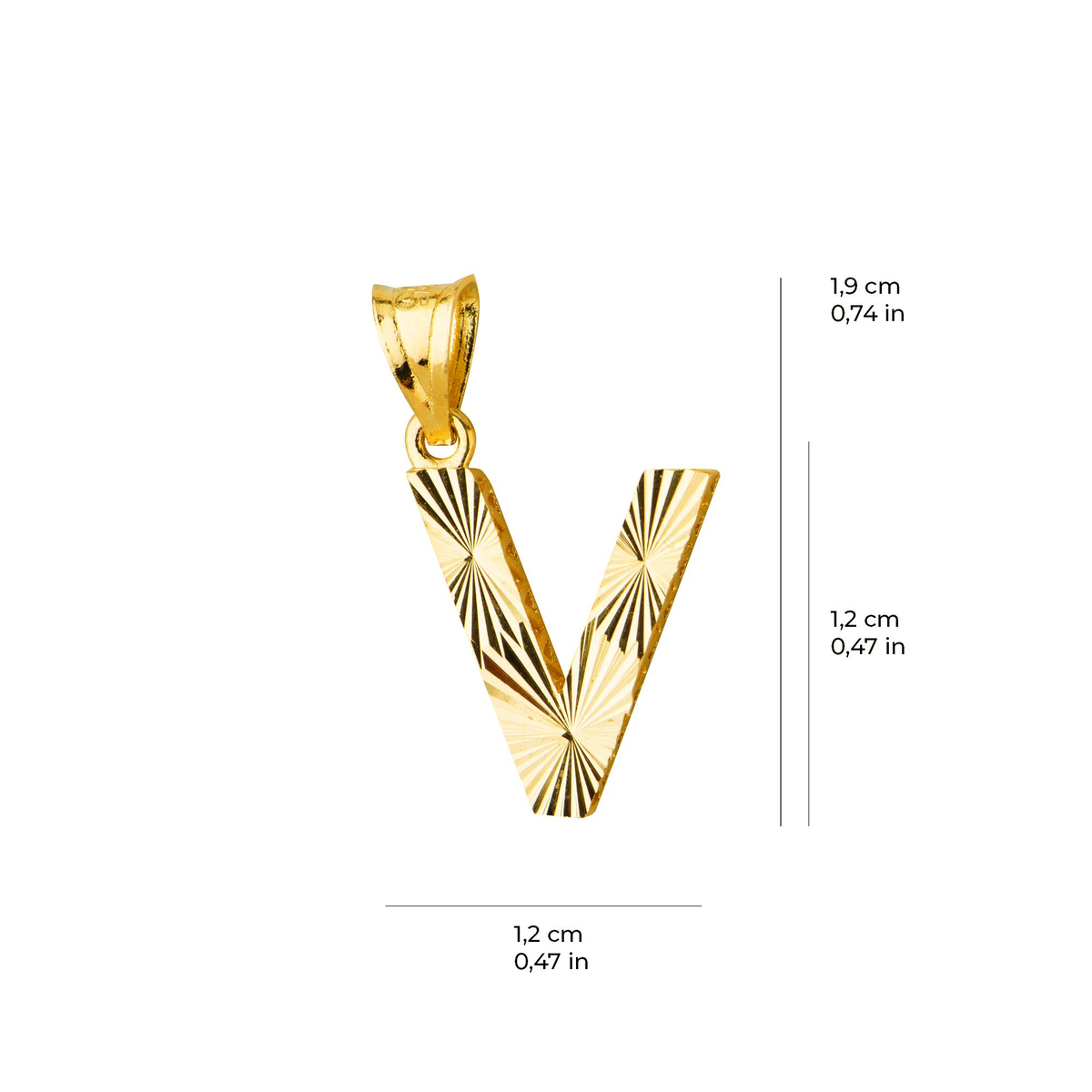 14 Ayar Altın V Harfi Kolye Ucu