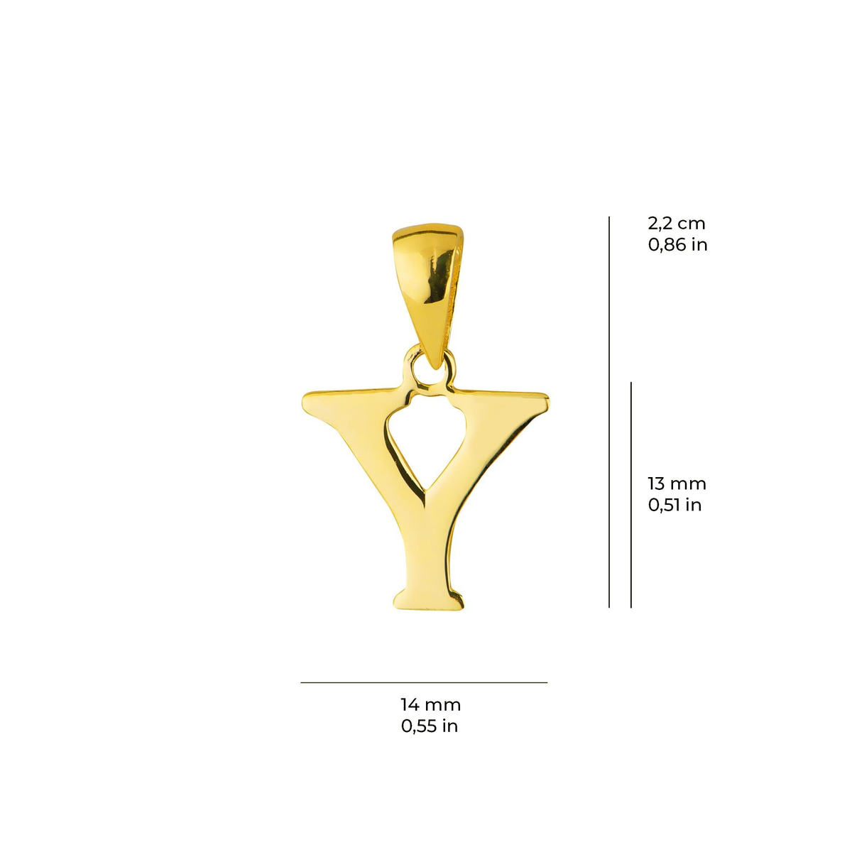 14 Ayar Altın Y Harfi Kolye Ucu