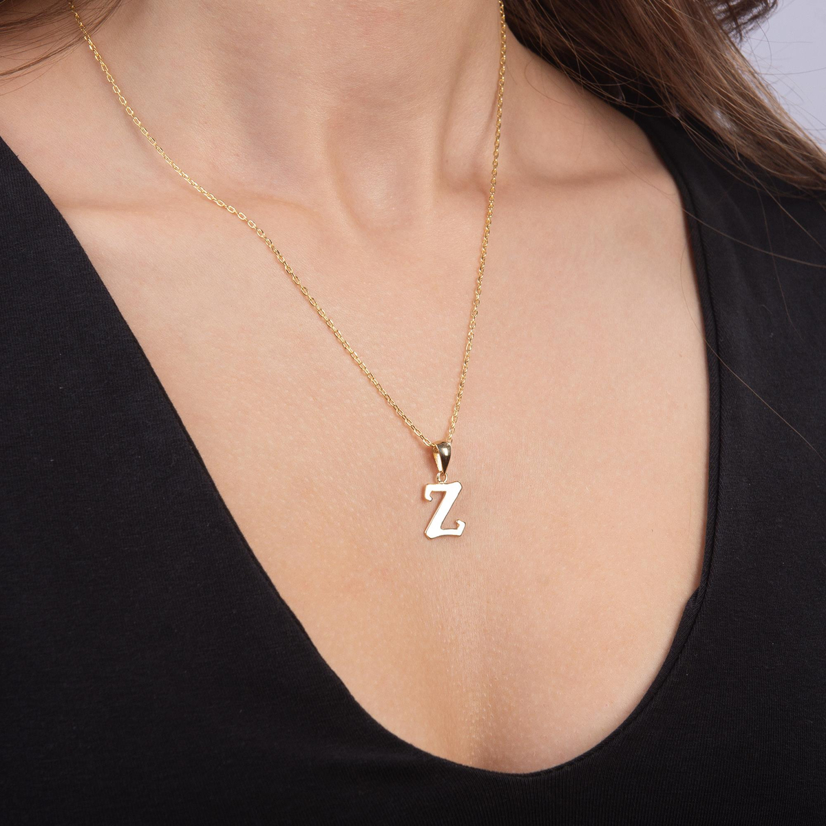 14 Ayar Altın Z Harfi Kolye Ucu