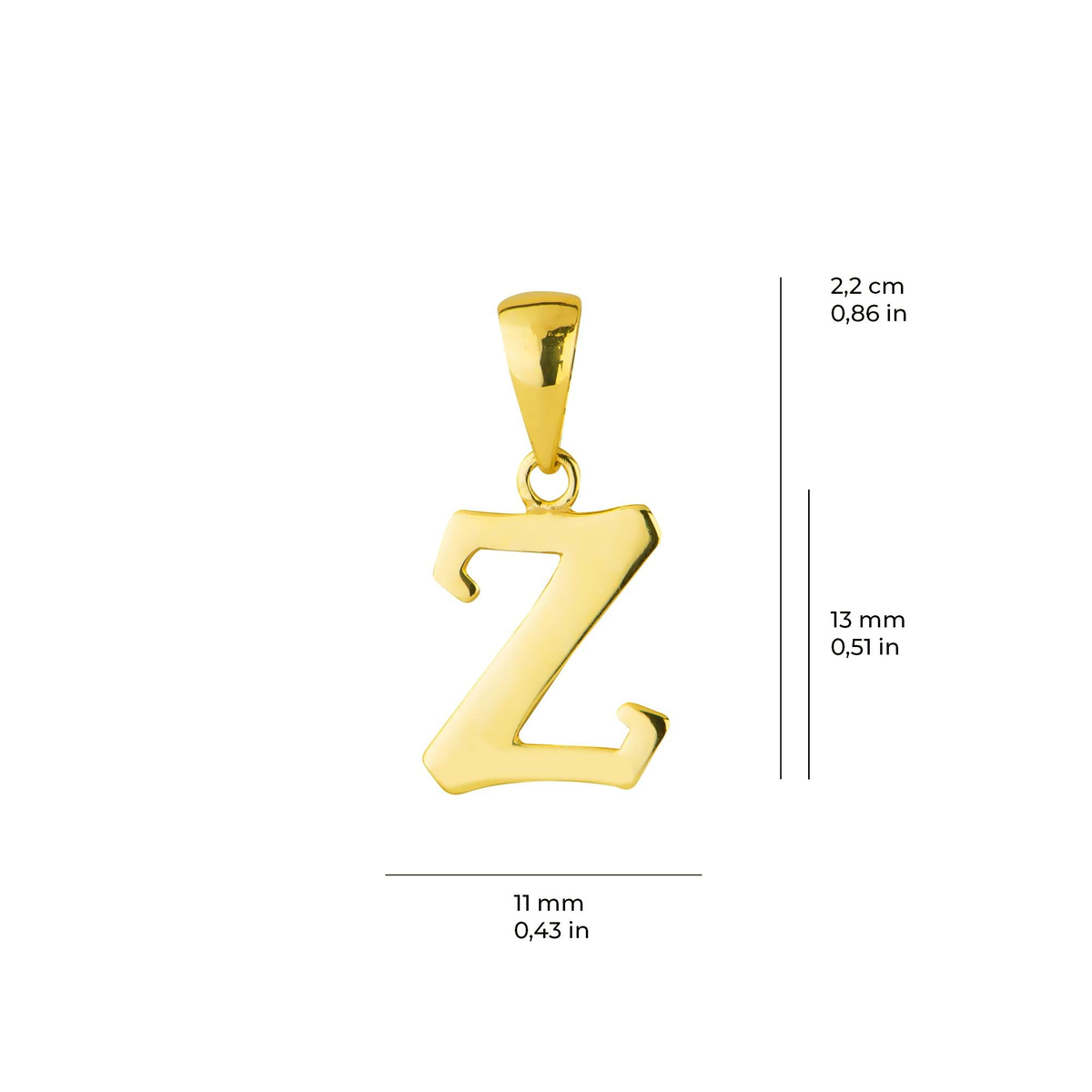 14 Ayar Altın Z Harfi Kolye Ucu