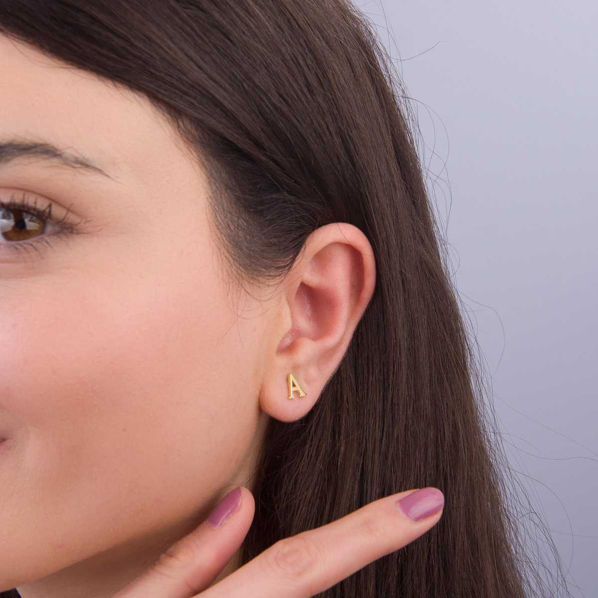 14 Ayar Altın A Harf Küpe