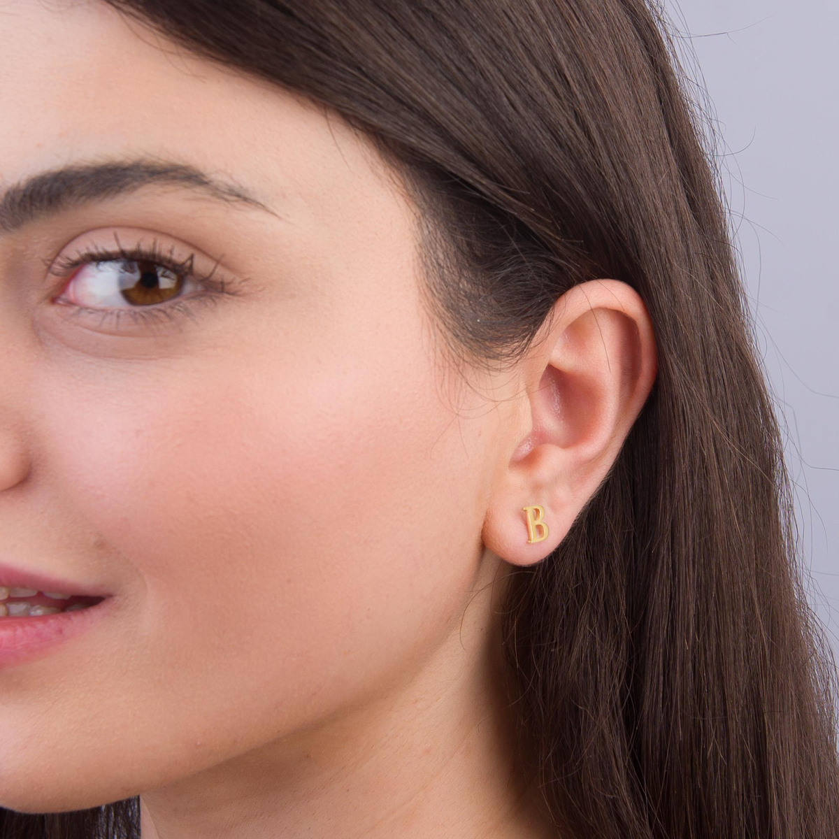 14 Ayar Altın B Harf Küpe