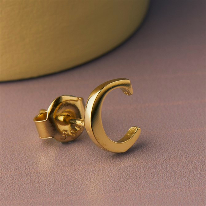 14 Ayar Altın C Harf Küpe