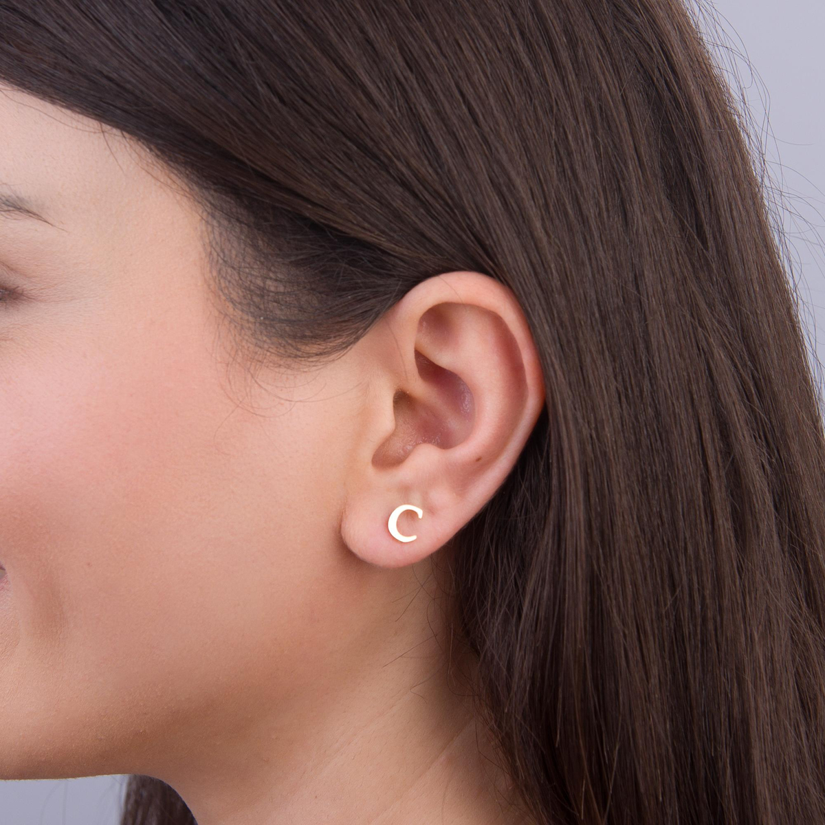 14 Ayar Altın C Harf Küpe