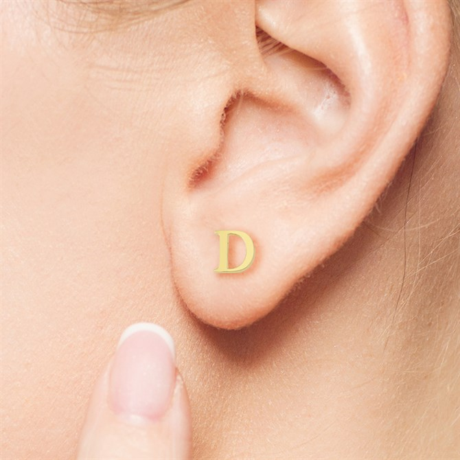 14 Ayar Altın D Harf Küpe