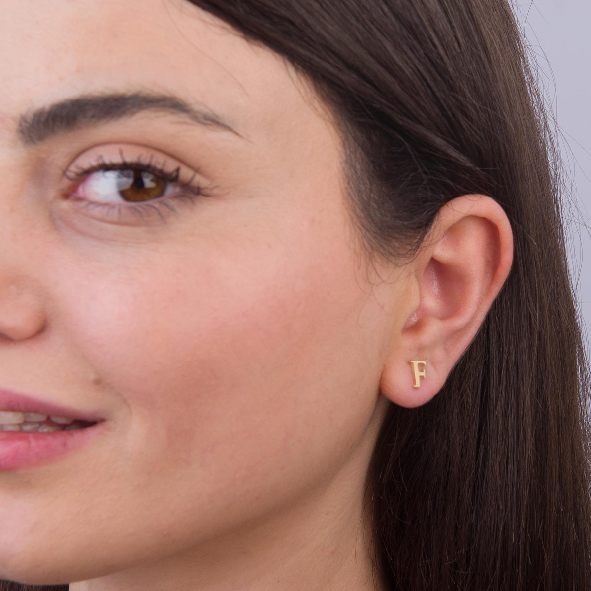 14 Ayar Altın F Harf Küpe