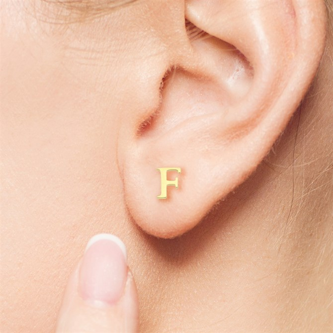 14 Ayar Altın F Harf Küpe