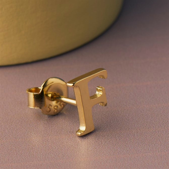 14 Ayar Altın F Harf Küpe