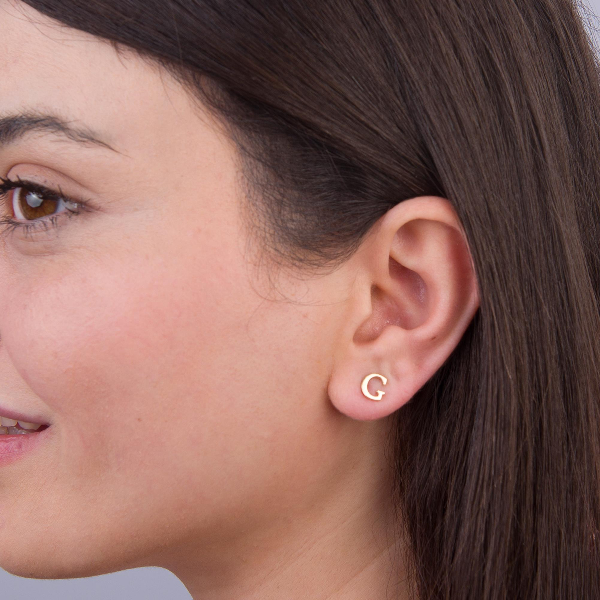 14 Ayar Altın G Harf Küpe