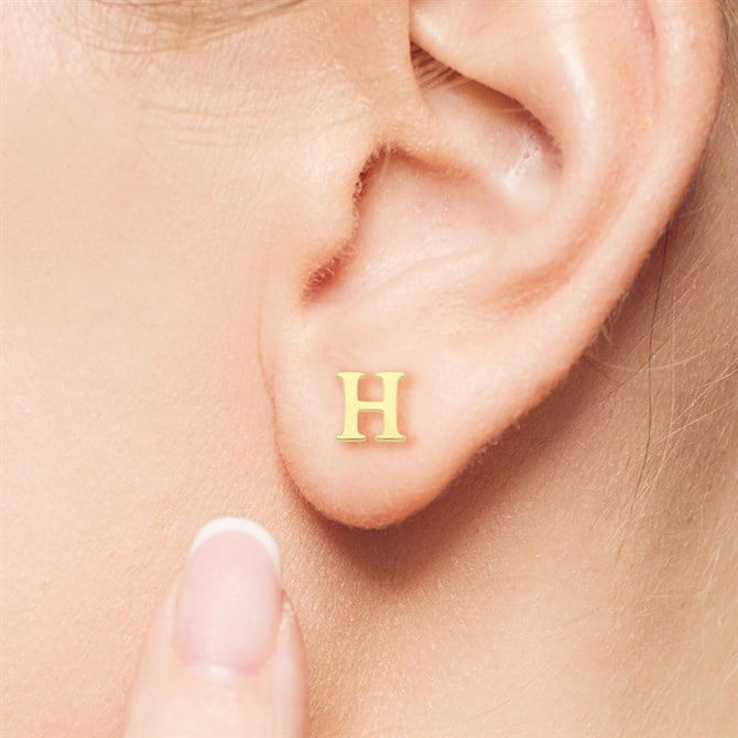 14 Ayar Altın H Harf Küpe