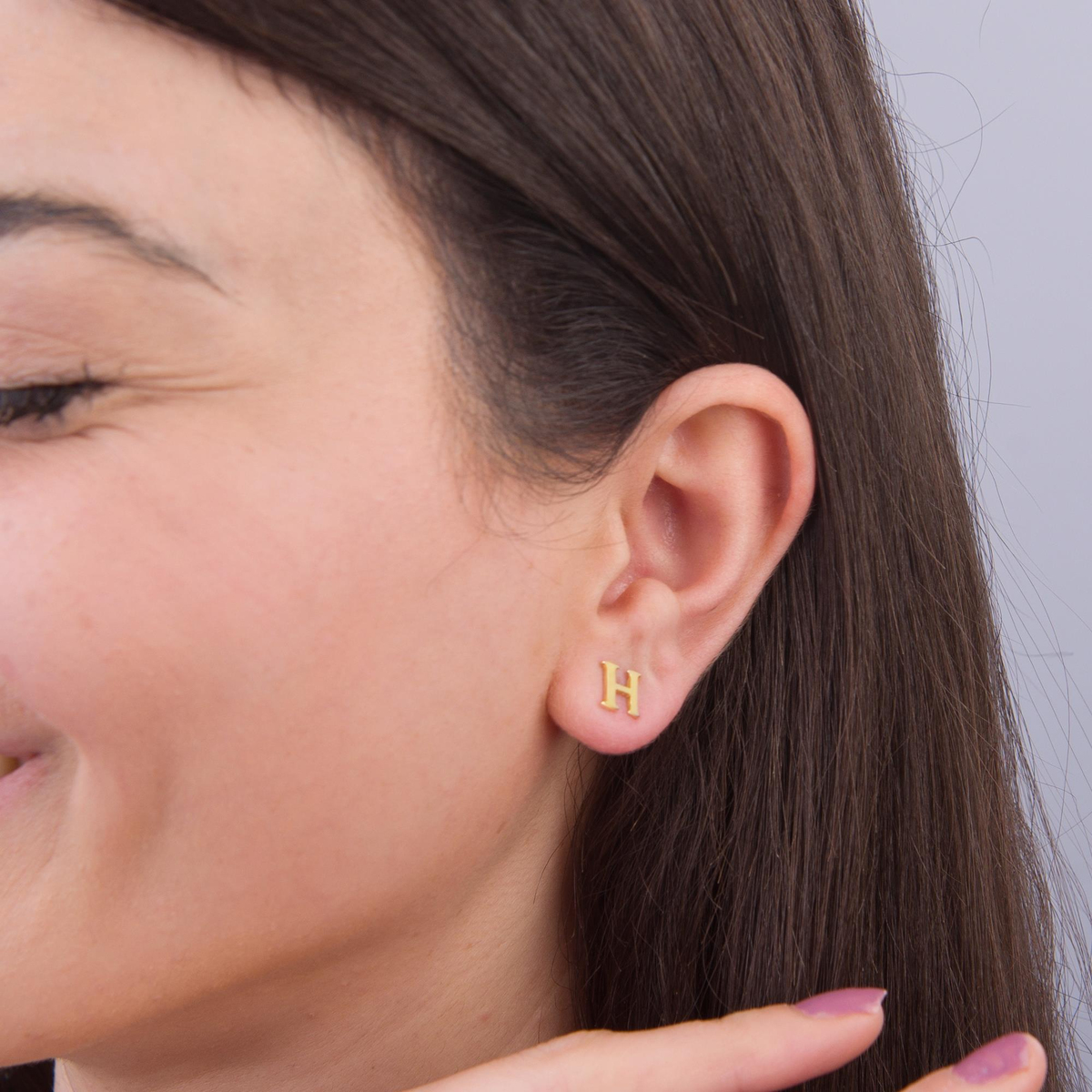 14 Ayar Altın H Harf Küpe