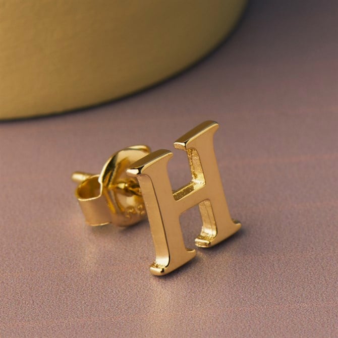 14 Ayar Altın H Harf Küpe
