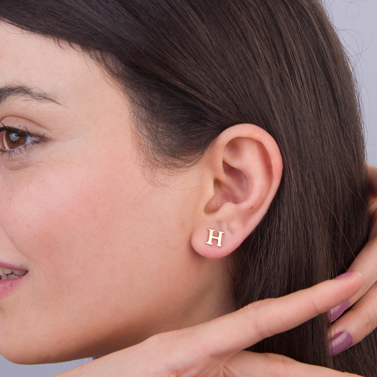 14 Ayar Altın H Harf Küpe