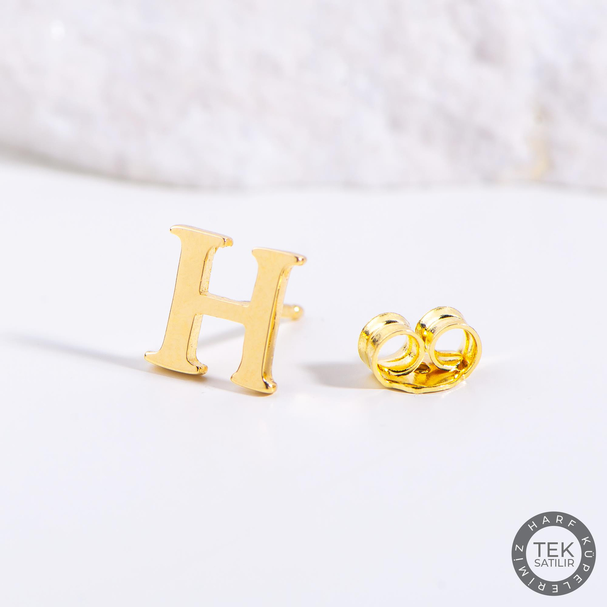 14 Ayar Altın H Harf Küpe
