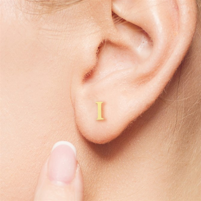 14 Ayar Altın I Harf Küpe